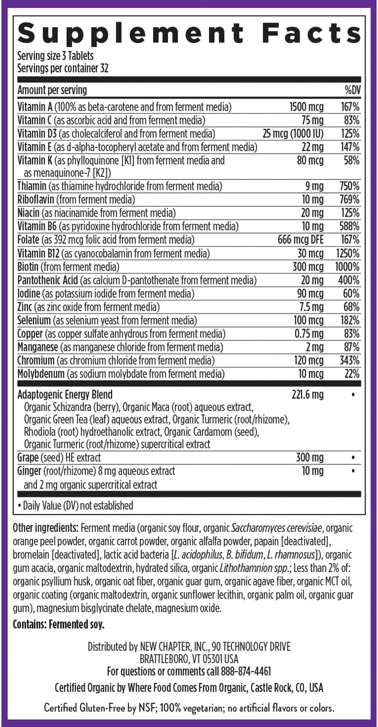 Balanced Energy & Stress Support Multivitamin with B Vitamins, Vitamin D3, Non-GMO Ingredients - 96 ct