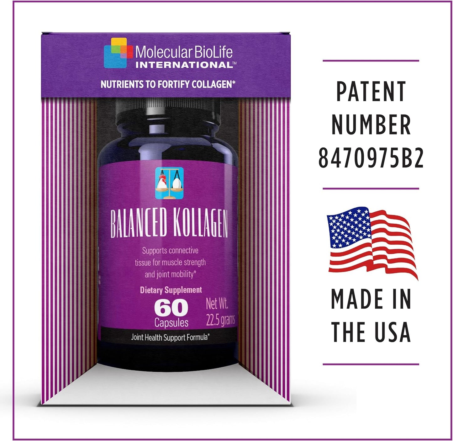 Balanced Kollagen: Eggshell Membrane & Avian Collagen Supplement for Joint Health - Types I, II, V, X Collagen