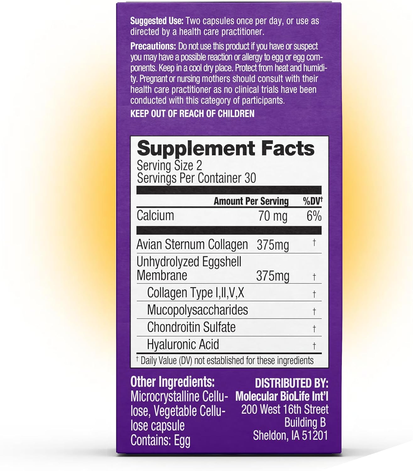 Balanced Kollagen: Eggshell Membrane & Avian Collagen Supplement for Joint Health - Types I, II, V, X Collagen