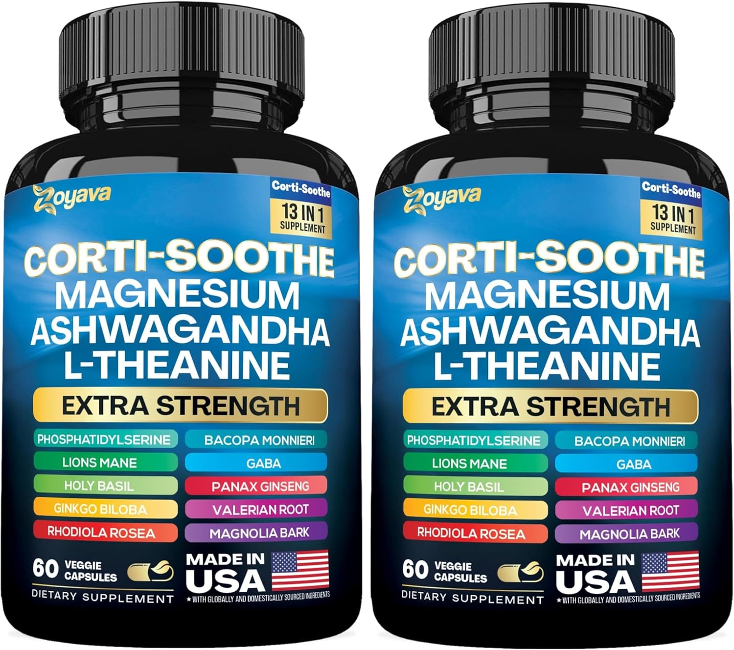 Balanced Wellness Supplement with Magnesium, L-Theanine, Ashwagandha, Phosphatidylserine - 120 Capsules (Pack of 2)