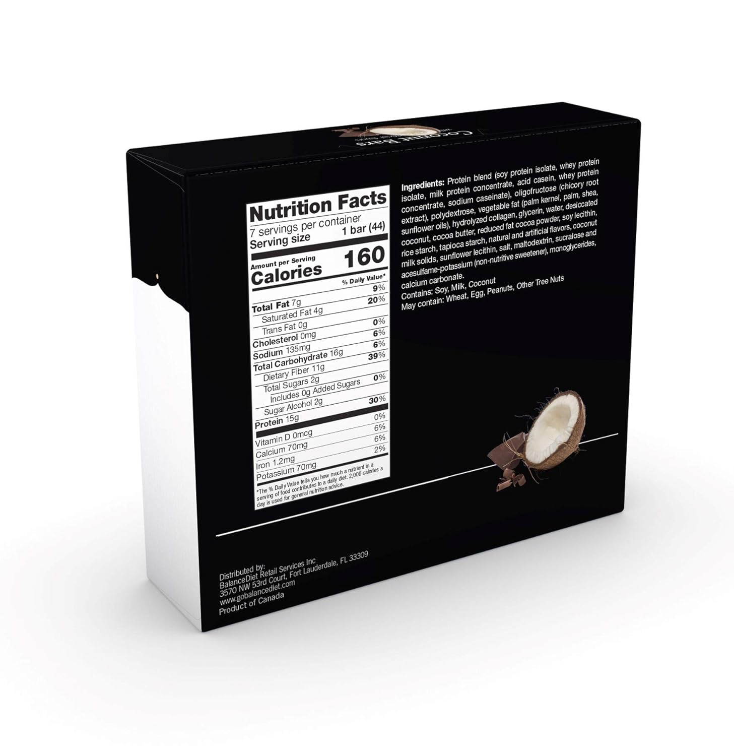 BalanceDiet™ Coconut Crunch Protein Bar Box - 15g Protein, Low Carb - Pack of 7 Bars