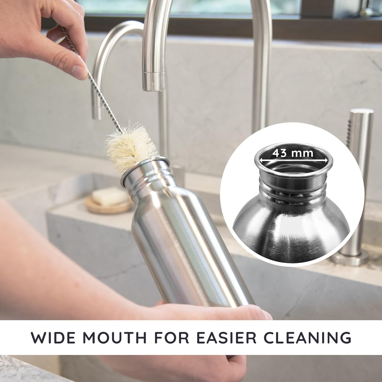 Bambaw Stainless Steel 24 oz Water Bottle - Reusable, Leakproof, BPA Free - Perfect for Travel, Hiking, Yoga - Dishwasher Safe