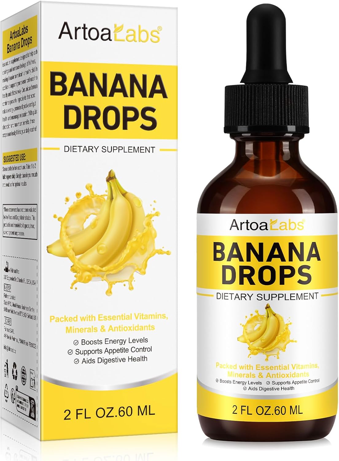 Banana Drops Liquid Supplement - Rich in Vitamins, Minerals, Antioxidants - Promotes Digestive Health