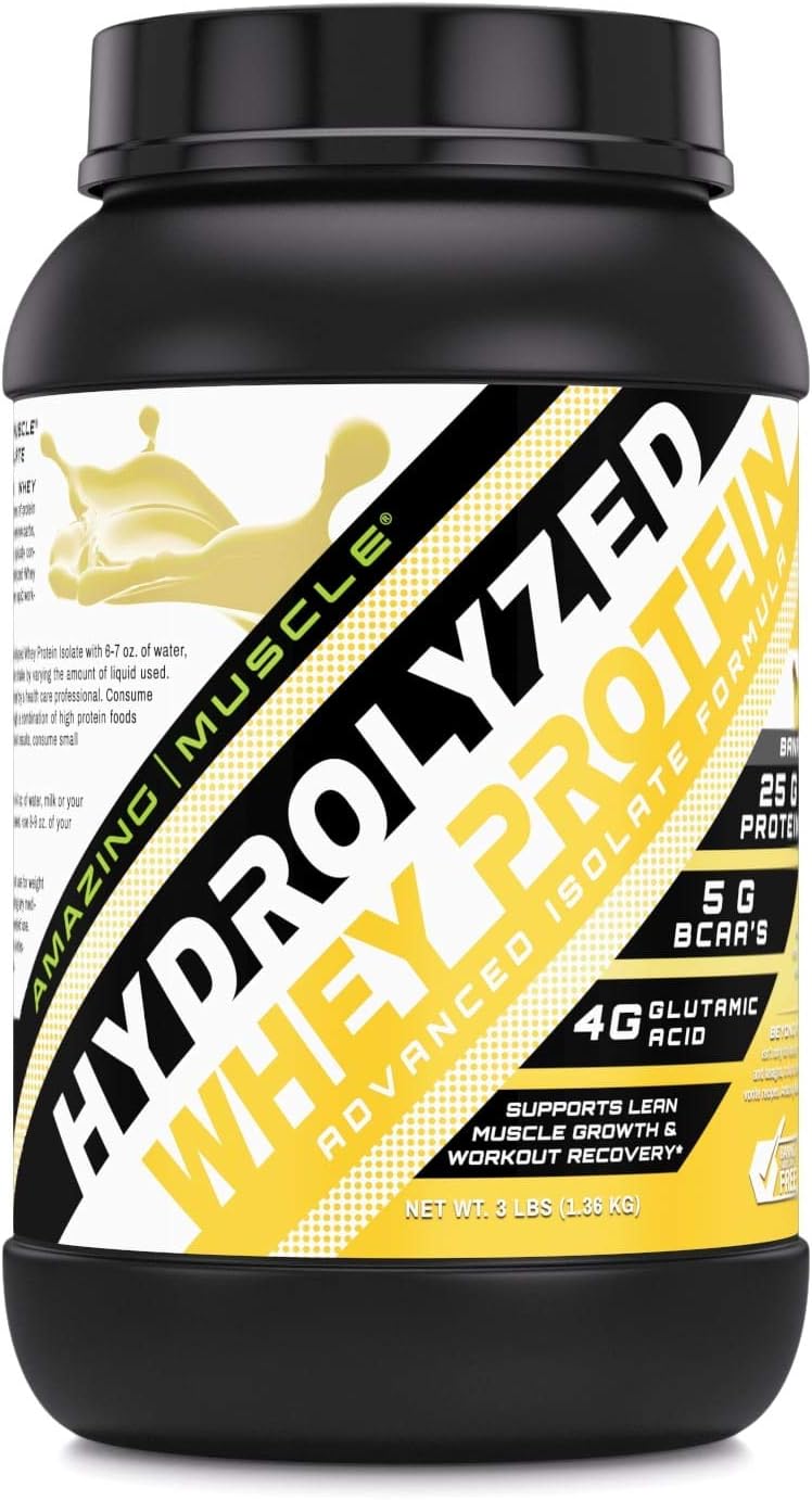 Banana Flavored Ultra Pure Hydrolyzed Whey Protein Isolate for Lean Muscle Growth & Rapid Recovery