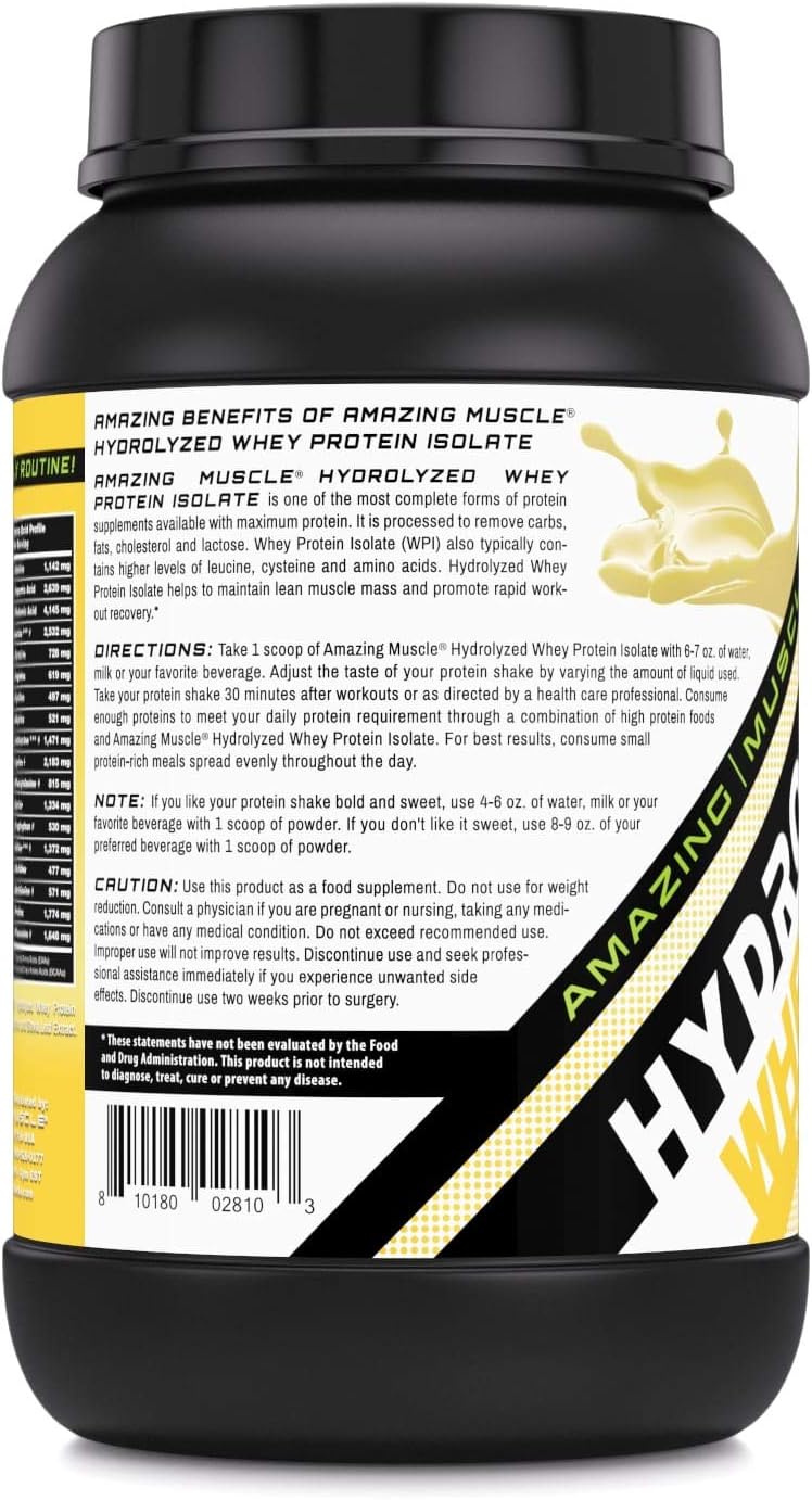 Banana Flavored Ultra Pure Hydrolyzed Whey Protein Isolate for Lean Muscle Growth & Rapid Recovery