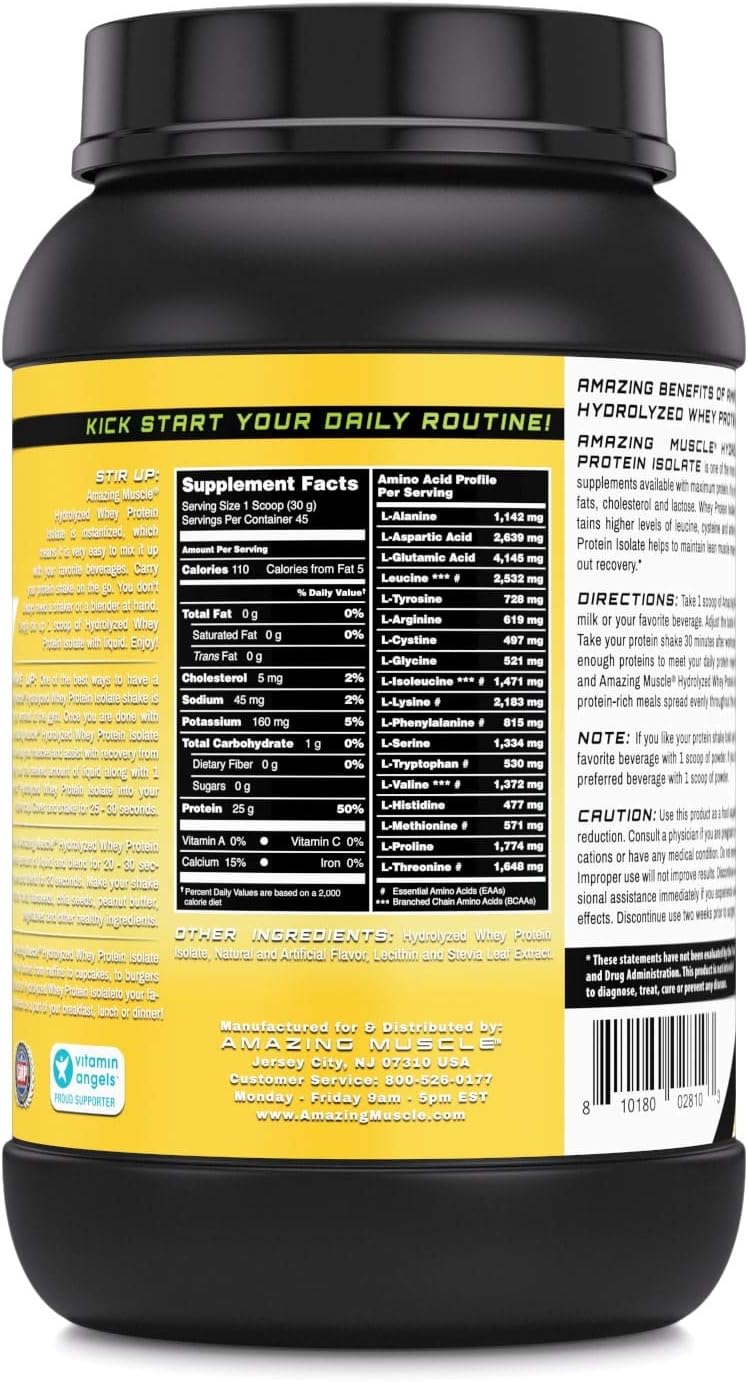 Banana Flavored Ultra Pure Hydrolyzed Whey Protein Isolate for Lean Muscle Growth & Rapid Recovery