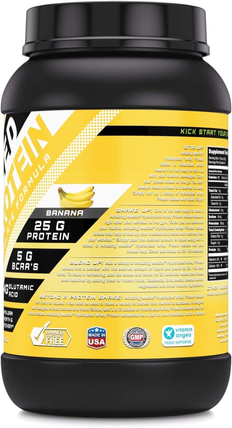 Banana Flavored Ultra Pure Hydrolyzed Whey Protein Isolate for Lean Muscle Growth & Rapid Recovery