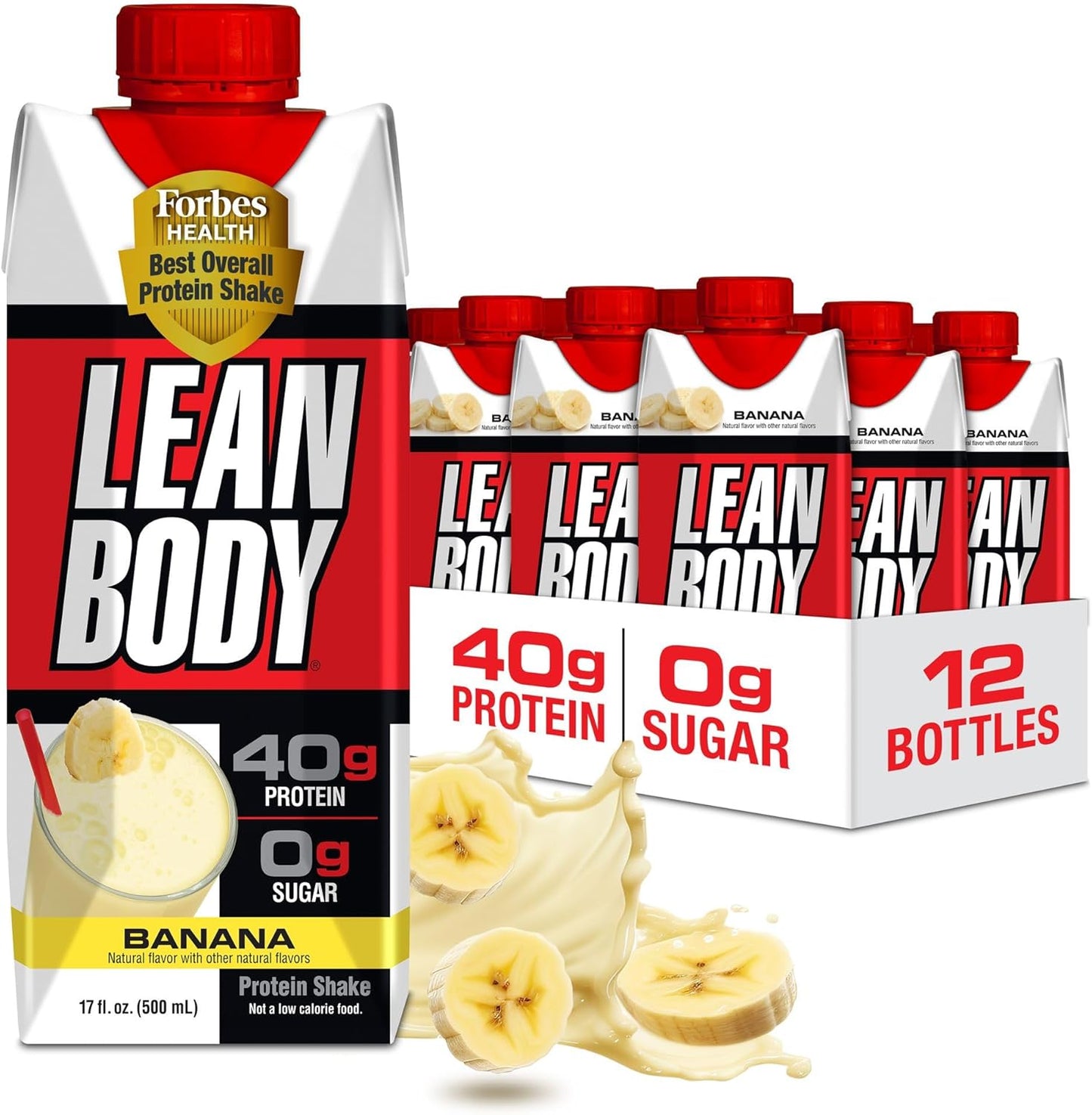Banana Protein Shake: 40g Protein, Whey Blend, 0 Sugar, Gluten Free, 22 Vitamins & Minerals - 17oz Pack of 12 - LABRADA