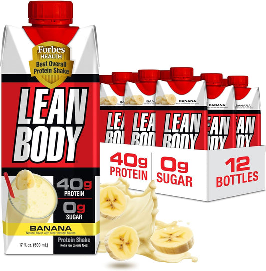 Banana Protein Shake: 40g Protein, Whey Blend, 0 Sugar, Gluten Free, 22 Vitamins & Minerals - 17oz Pack of 12 - LABRADA