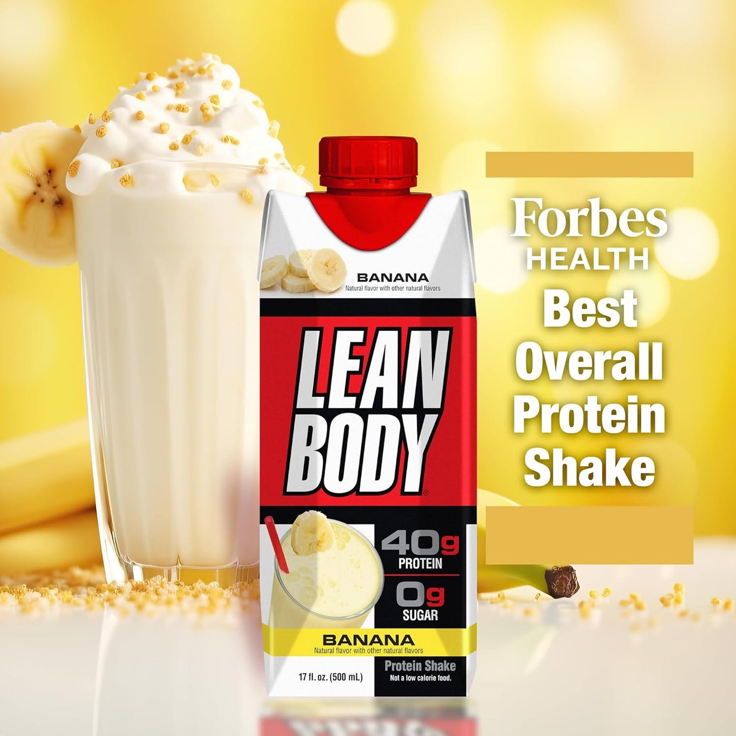 Banana Protein Shake: 40g Protein, Whey Blend, 0 Sugar, Gluten Free, 22 Vitamins & Minerals - 17oz Pack of 12 - LABRADA