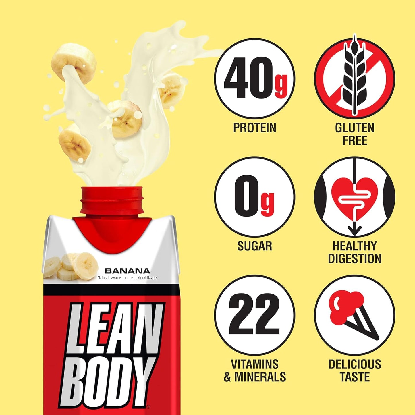 Banana Protein Shake: 40g Protein, Whey Blend, 0 Sugar, Gluten Free, 22 Vitamins & Minerals - 17oz Pack of 12 - LABRADA