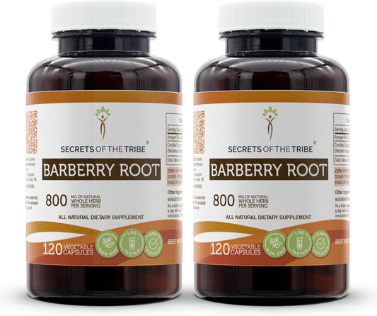 Barberry Root Capsules - 2 Bottles of 120 Vegetarian Capsules, Berberis Vulgaris Dried Root Bark