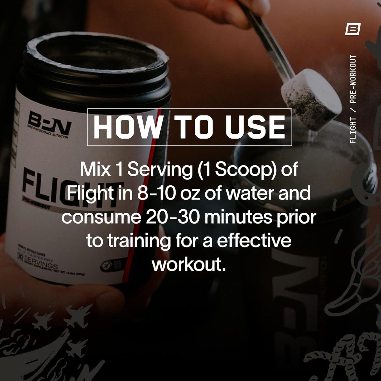 Bare Performance Nutrition BPN Flight Pre Workout - Strawberry Kiwi Flavor, 30 Servings - Boost Energy, Focus, Endurance, and Muscle Pumps with CarnoSyn Beta Alanine