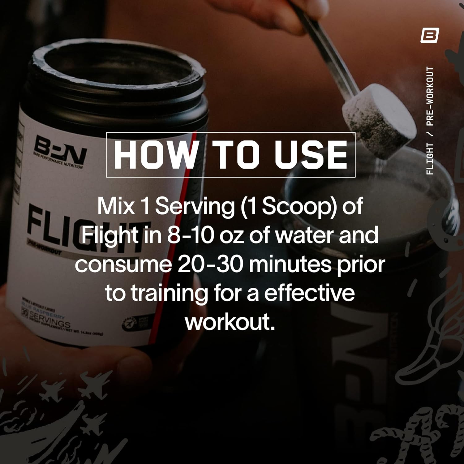 Bare Performance Nutrition BPN Flight Pre Workout - Strawberry Kiwi Flavor, 30 Servings - Boost Energy, Focus, Endurance, and Muscle Pumps with CarnoSyn Beta Alanine
