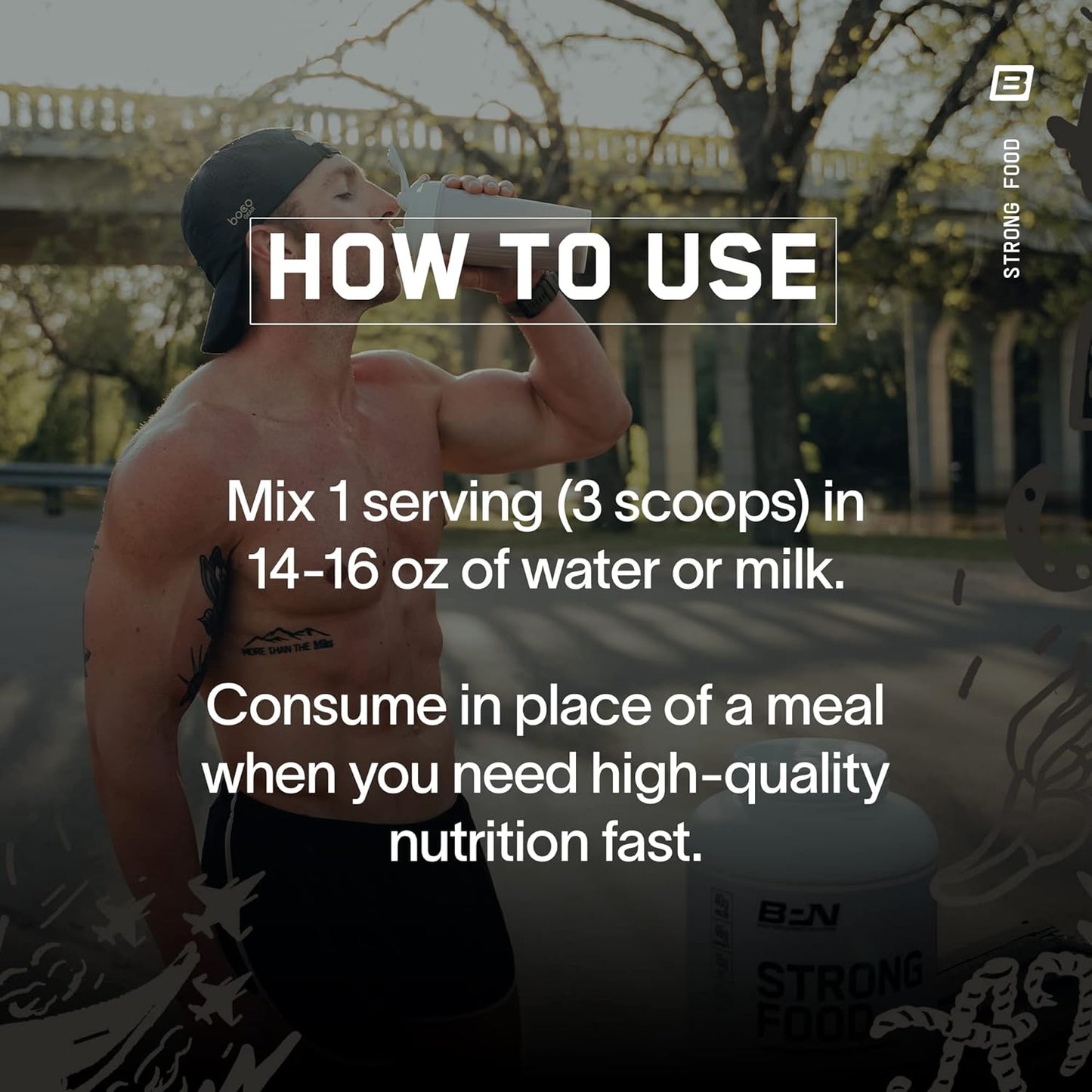 Bare Performance Nutrition BPN Strong Food Meal Replacement - Cinnamon Roll Flavor for Complete Nutrition