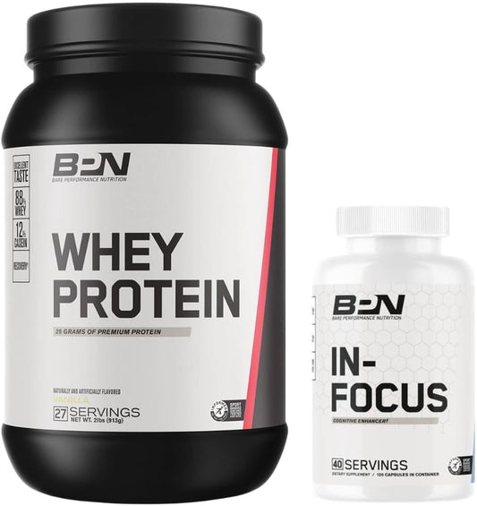 Bare Performance Nutrition BPN Whey Protein Powder and Cognitive Support Bundle - Boost Your Performance Now!