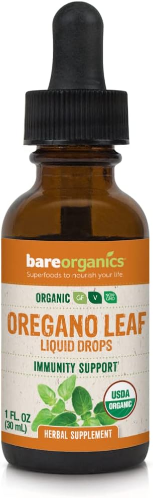 BareOrganics Oregano Leaf Liquid Drops - Immune Support Herbal Supplement - 1oz