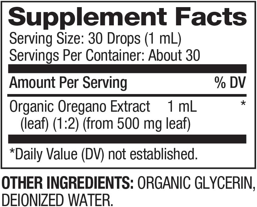 BareOrganics Oregano Leaf Liquid Drops - Immune Support Herbal Supplement - 1oz