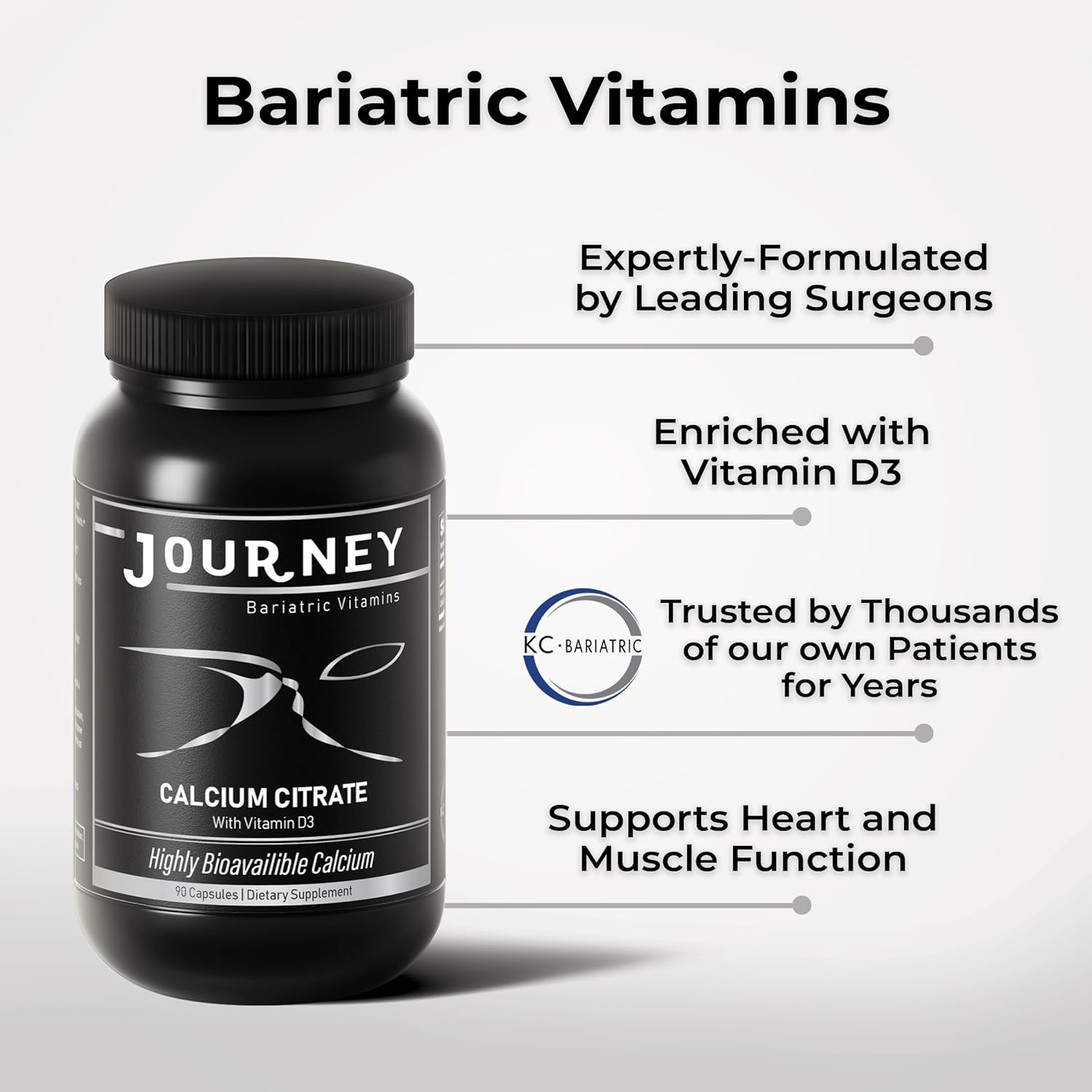 Bariatric Calcium Capsules with Vitamin D3 for Bone Strength and Surgery Recovery