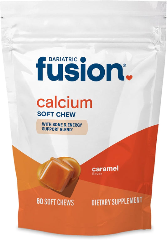 Bariatric Fusion Calcium Citrate Chews with Vitamin D3 - 500mg Sugar-Free Chewables, Caramel Flavor - 60 Count
