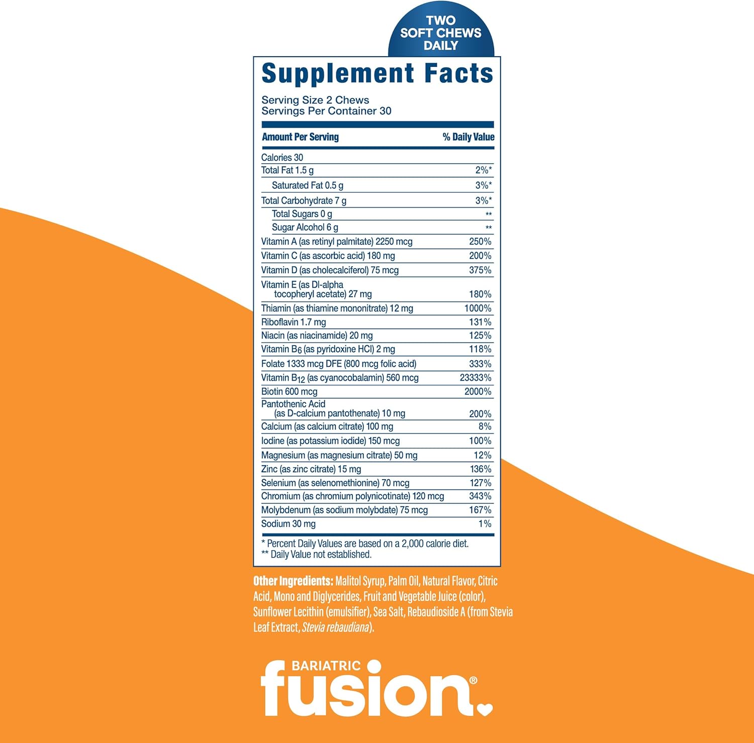 Bariatric Fusion Soft Chew Multivitamin - Tropical Fruit Flavor - 60 Count - Post-Surgery Support for Bariatric Patients - Gastric Bypass & Sleeve Gastrectomy - 1 Month Supply