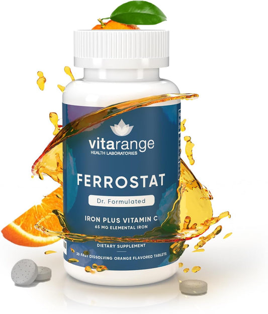 Bariatric Iron Chewables with Vitamin C - 30-Day Supply - Non-Constipating Orange Iron Supplement