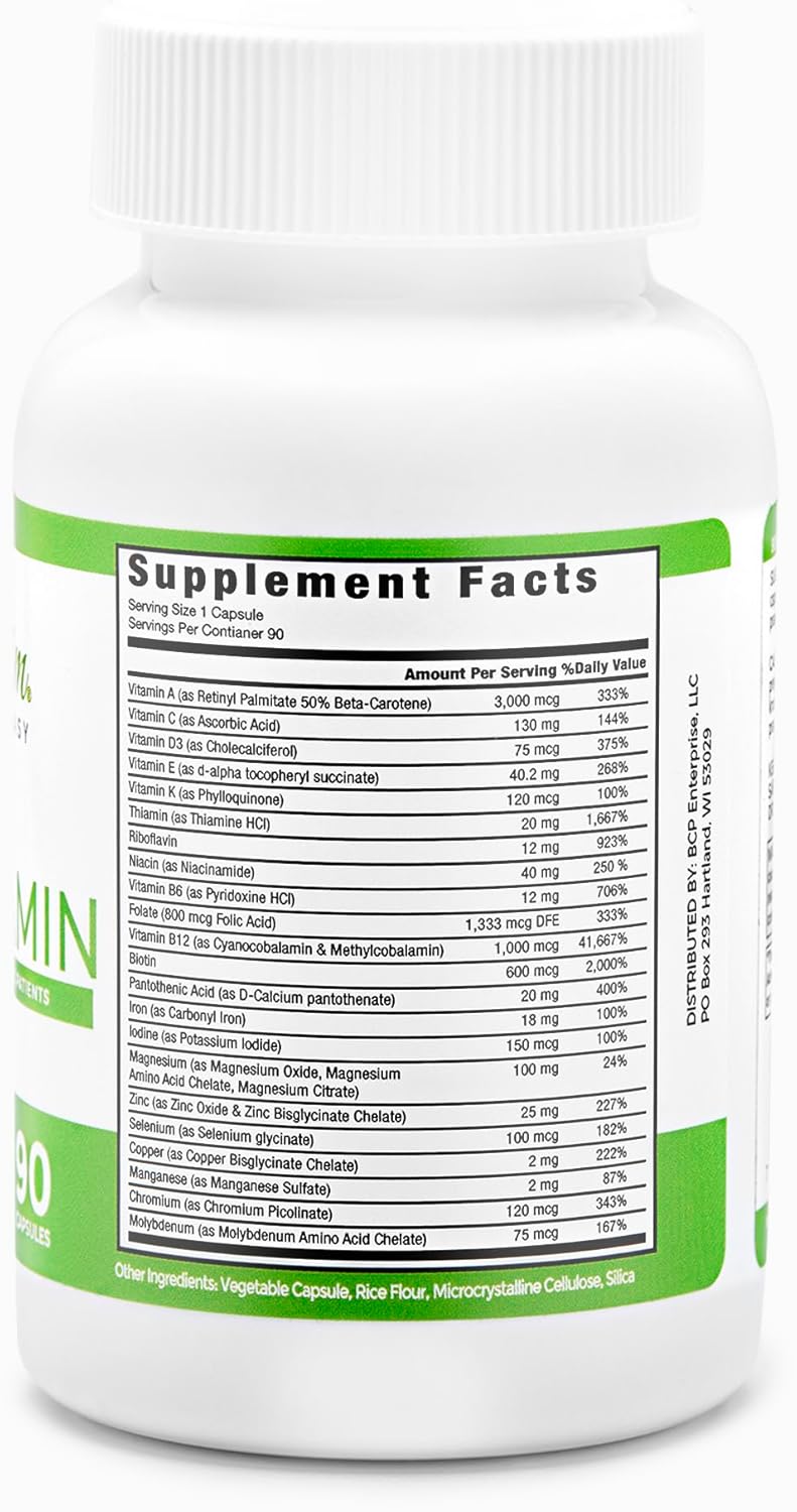 Bariatric Multivitamin Capsule with 18mg Iron - Post Surgery Supplement for Gastric Bypass & Sleeve | 90 Day Supply
