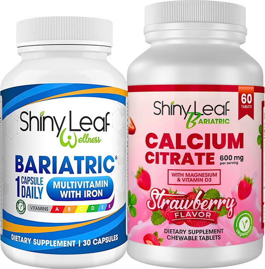 Bariatric Multivitamin Capsules with Iron and Chewable Strawberry Calcium Citrate - Post-Surgery Support (1 Month)