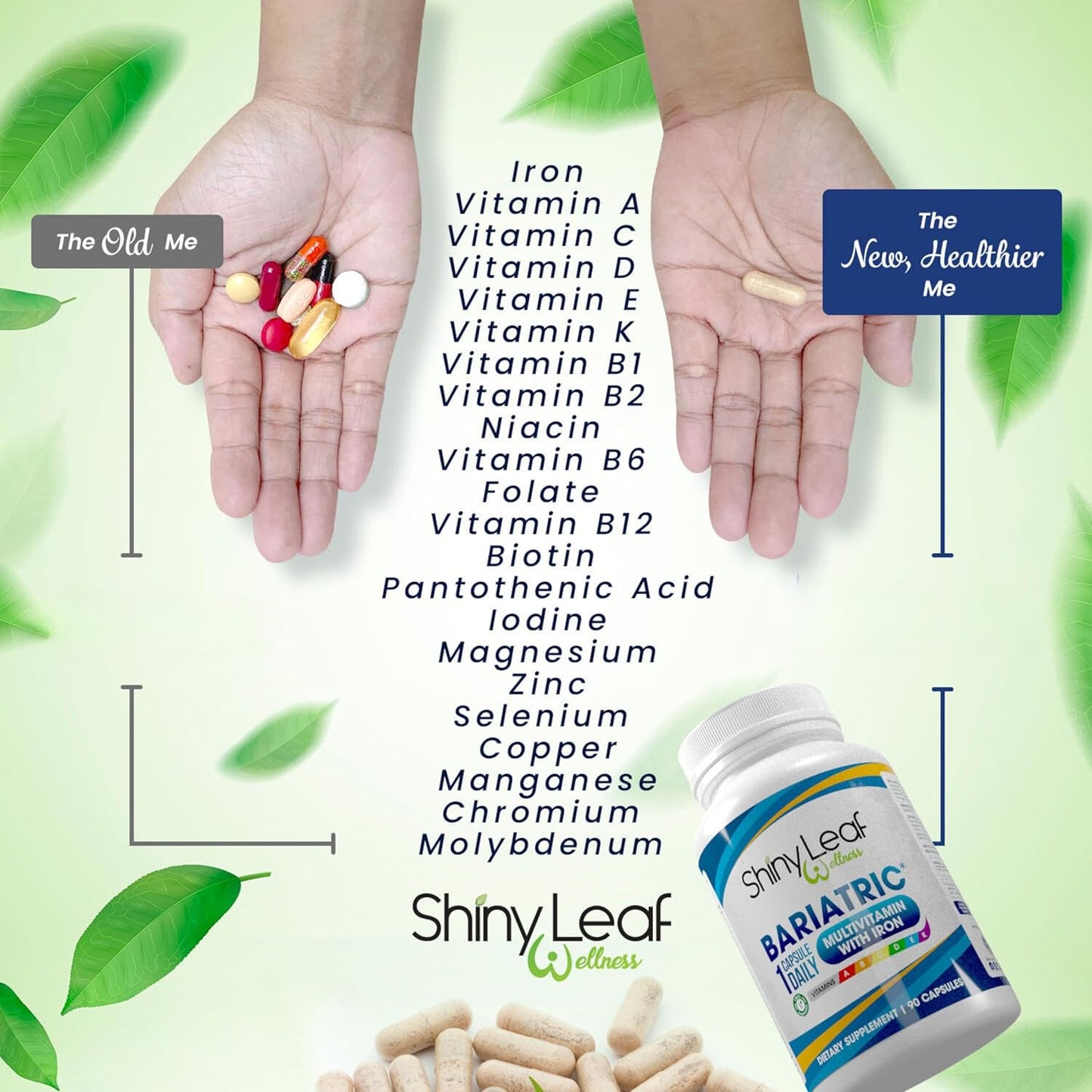 Bariatric Multivitamin Capsules with Iron and Chewable Strawberry Calcium Citrate - Post-Surgery Support (1 Month)