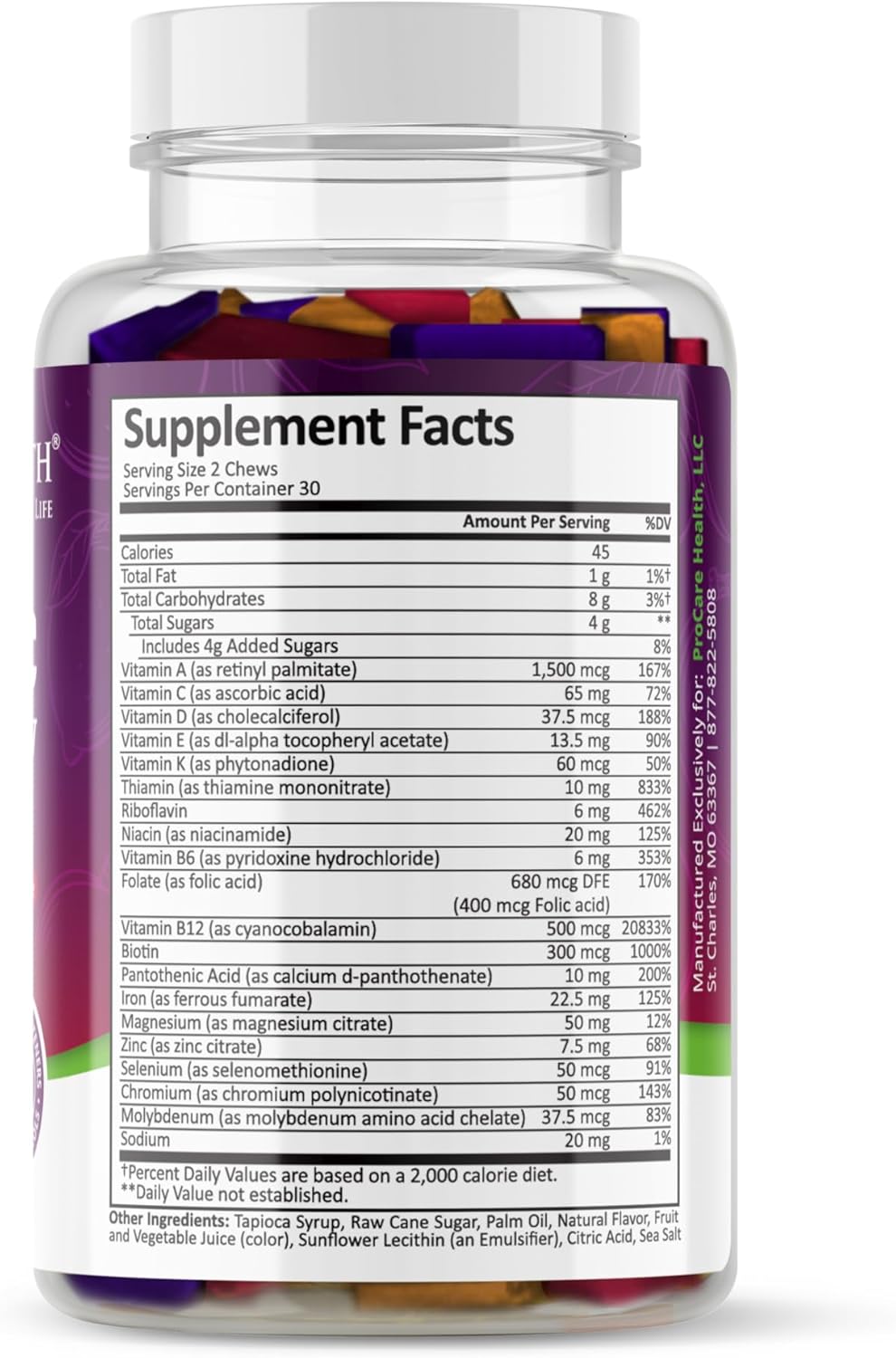 Bariatric Multivitamin Soft Chews with 22.5mg Iron | Individually Wrapped | Multi-Flavor | 60 Count