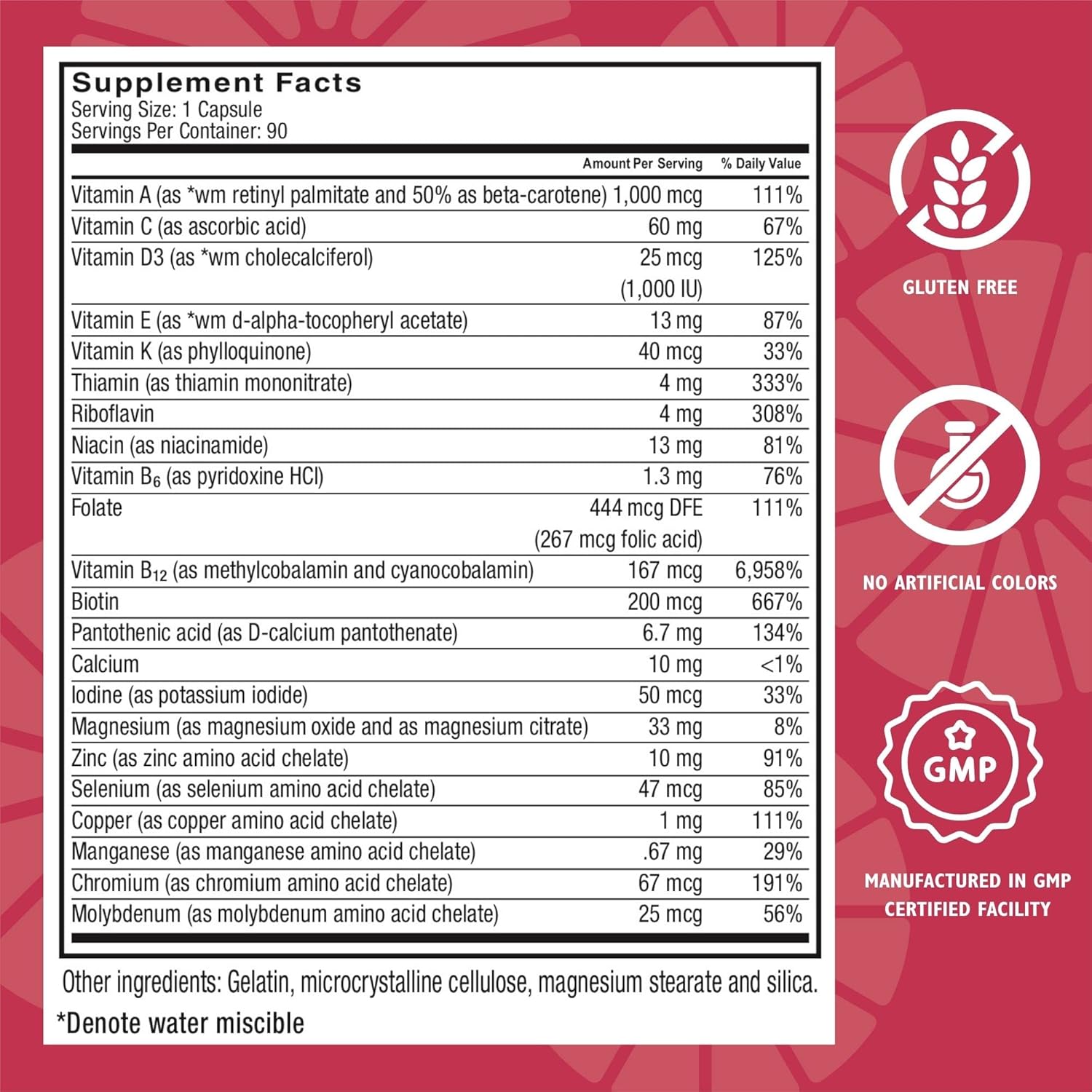 Bariatric Multivitamin Supplement - Iron Free for Men & Women - Essential Minerals & Vitamins A, B, D & E - Post Gastric Bypass & Sleeve Gastrectomy (90 Capsules)
