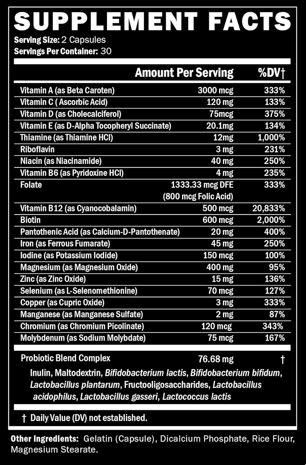 Bariatric Multivitamin Supplement with Probiotics & Iron - Essential Nutrients for Pre- & Post-Surgery