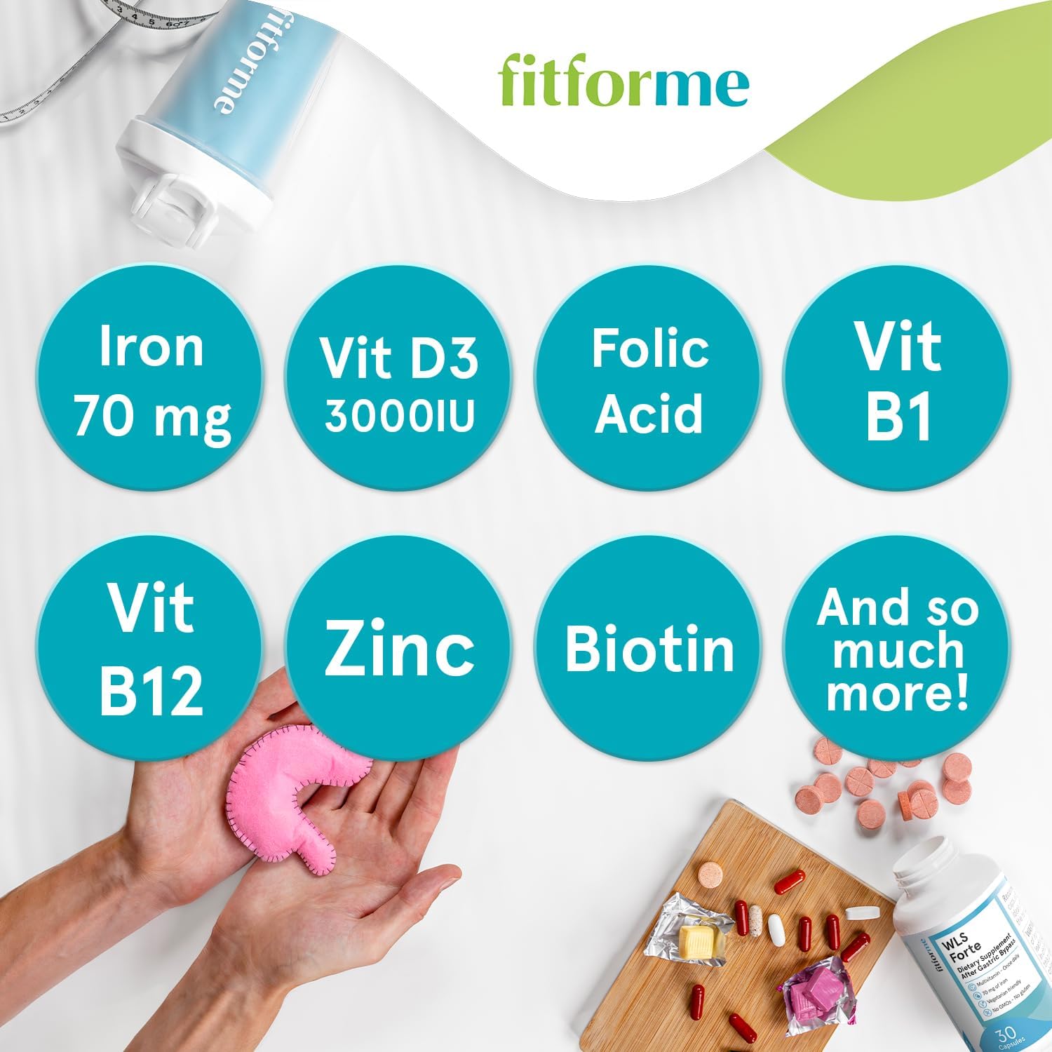 Bariatric Multivitamin with Iron After Gastric Bypass - 90 Day Supply - One Daily WLS Forte Capsule