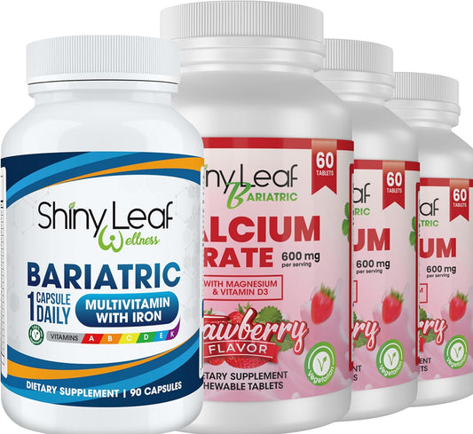 Bariatric Multivitamin with Iron Capsules & Calcium Citrate Chewables - 3 Month Supply for Post-Surgery