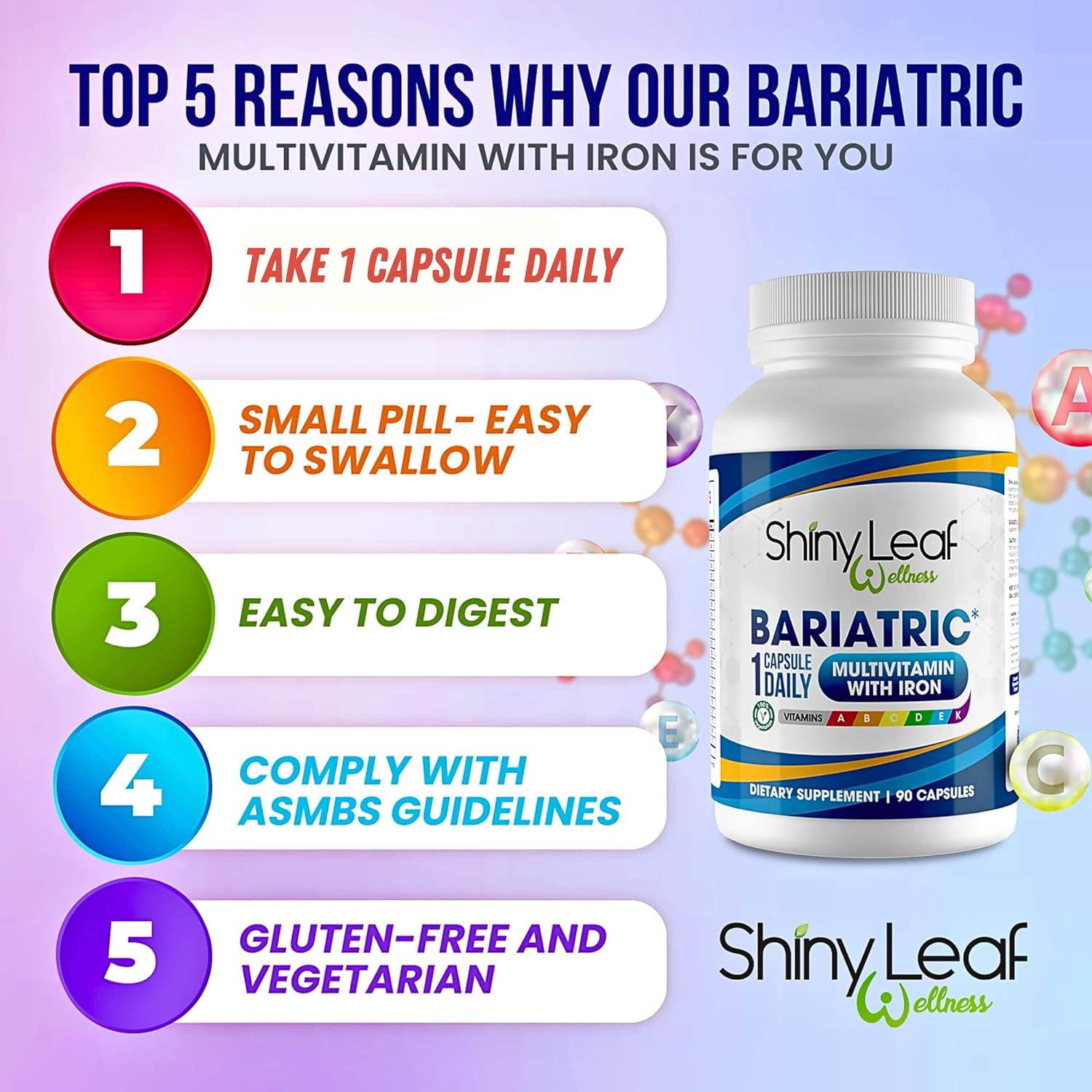 Bariatric Multivitamin with Iron Capsules & Calcium Citrate Chewables - 3 Month Supply for Post-Surgery