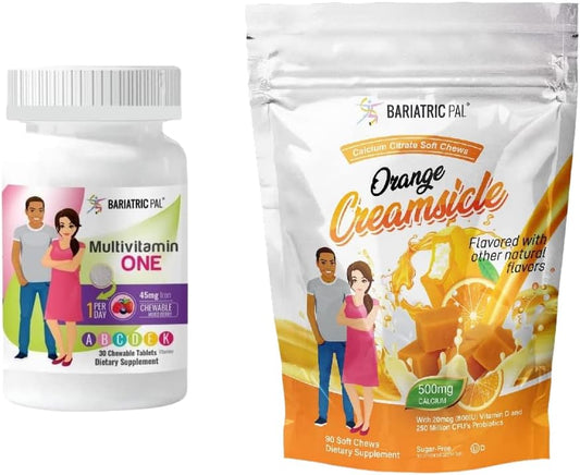 BariatricPal 30-Day Multivitamin and Calcium Bundle with Iron and Probiotics - Berry and Creamsicle Flavors