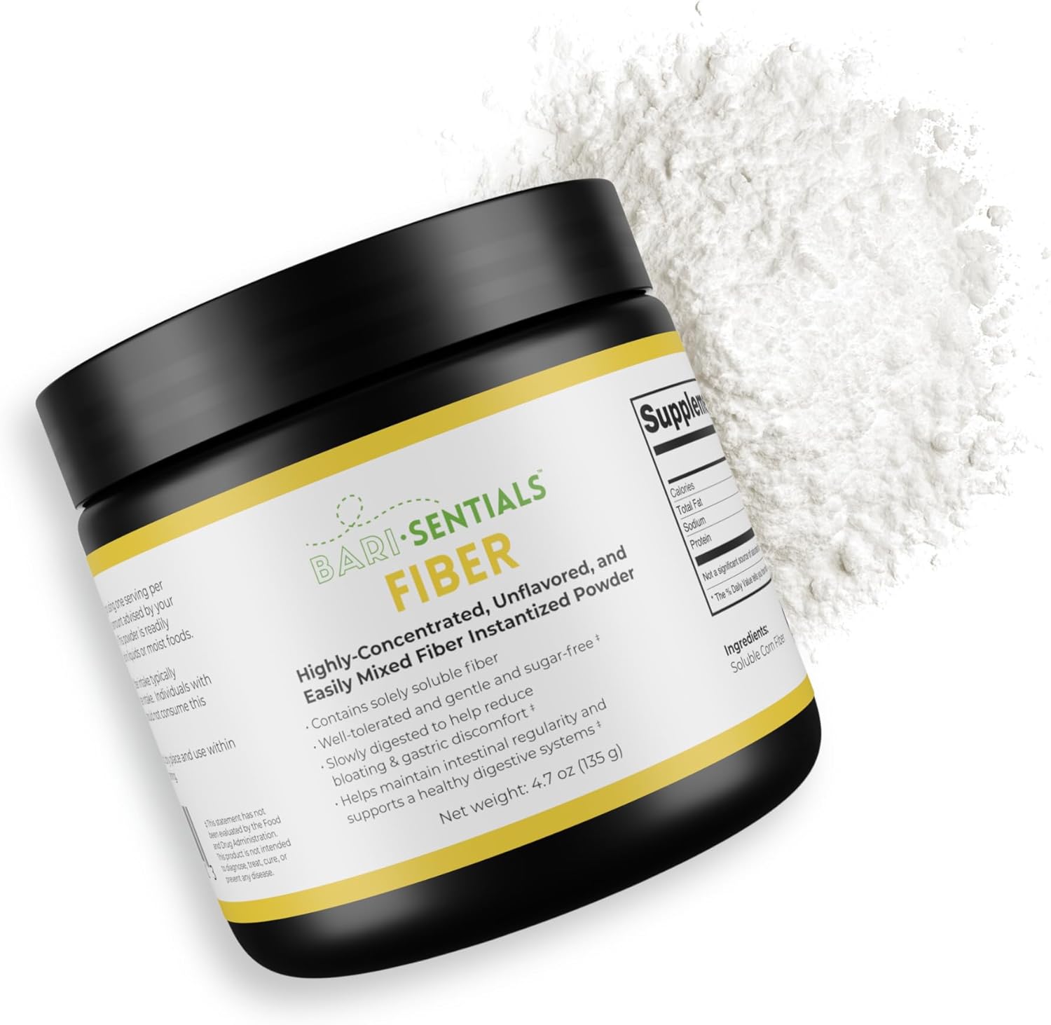 Barisentials Soluble Fiber Powder - Digestive Health Supplement - Bariatric Gut Support - Gluten & Sugar Free - Unflavored - 135g, 40 Servings