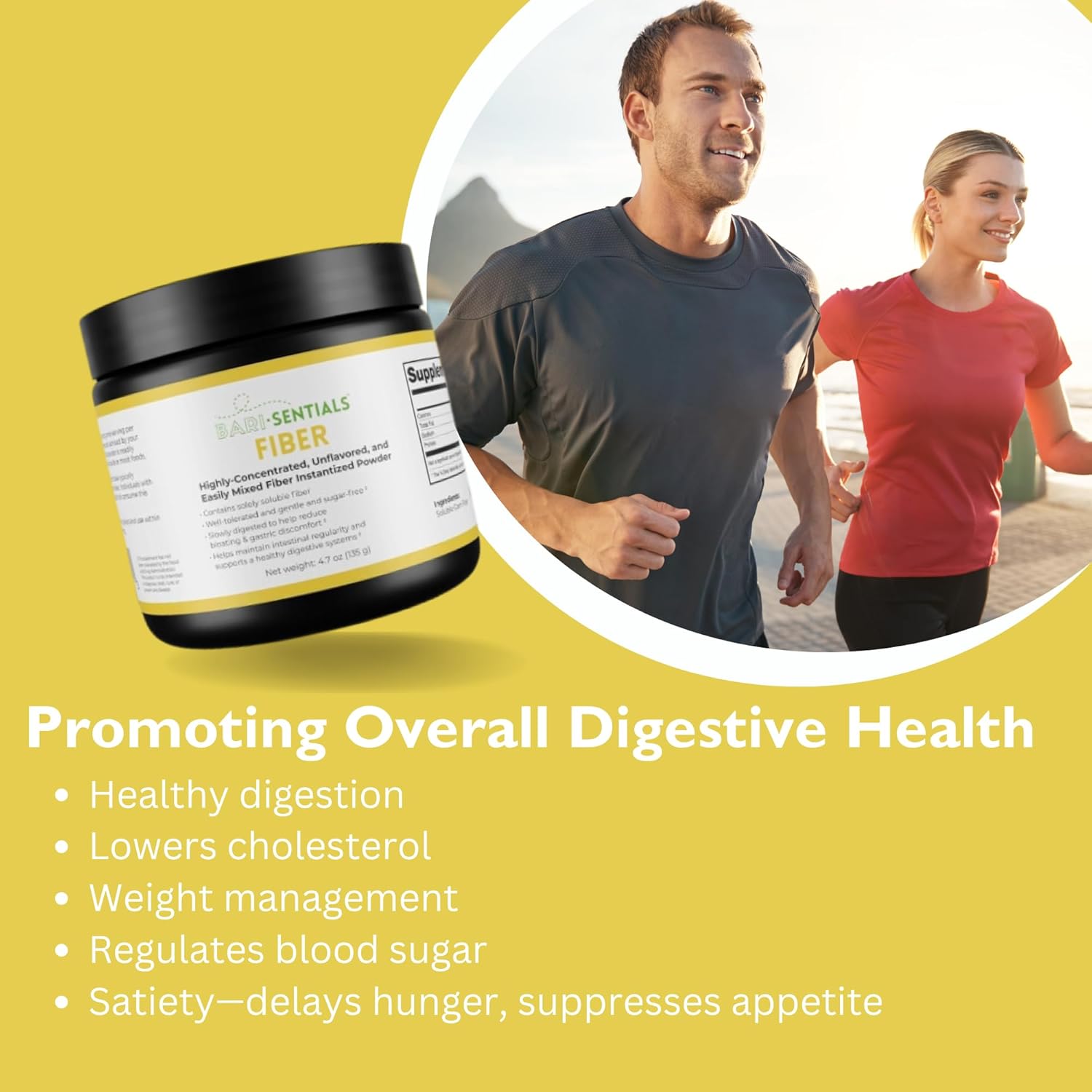 Barisentials Soluble Fiber Powder - Digestive Health Supplement - Bariatric Gut Support - Gluten & Sugar Free - Unflavored - 135g, 40 Servings