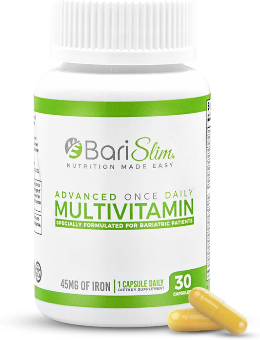 BariSlim Advanced Bariatric Multivitamin Capsule - 45mg Iron - Post-Surgery Vitamin for Gastric Bypass & Sleeve | 30-Day Supply