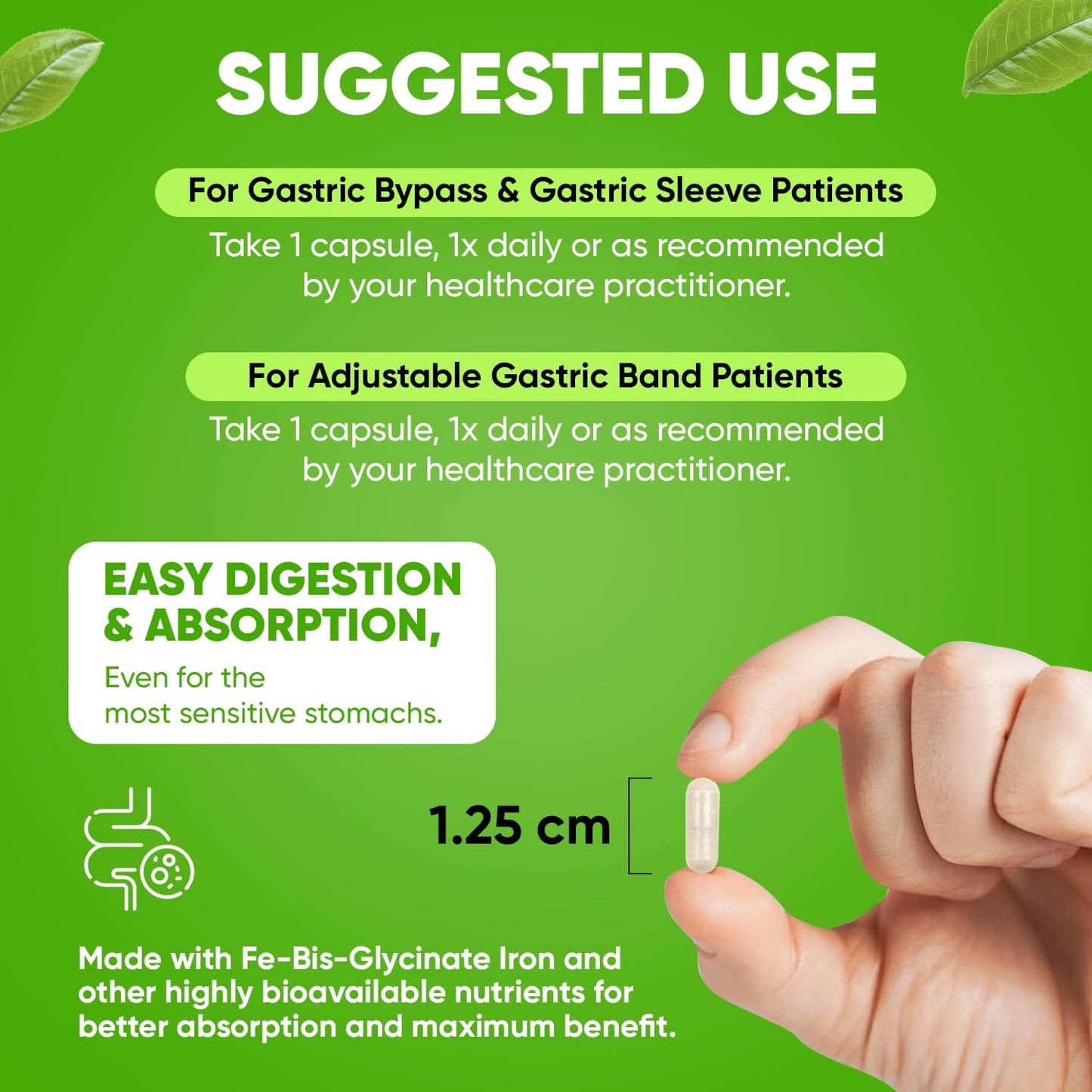 BariSlim Iron Plus Capsules - Post-Weight Loss Surgery Support for Gastric Bypass & Sleeve Patients - Easy to Digest with Full Health Benefits - 2 Months Supply