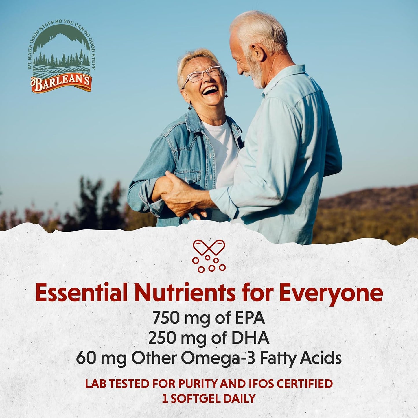 Barlean's Ideal Omega 3 Fish Oil Softgels, 1,000mg, Pharmaceutical Grade EPA & DHA, Orange Flavor - 30 ct