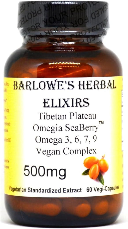 Barlowe's Herbal Elixirs Omegia Seaberry™ Sea Buckthorn Capsules - Complete Omega Fatty Acids - 500mg - 60 Veggie Capsules