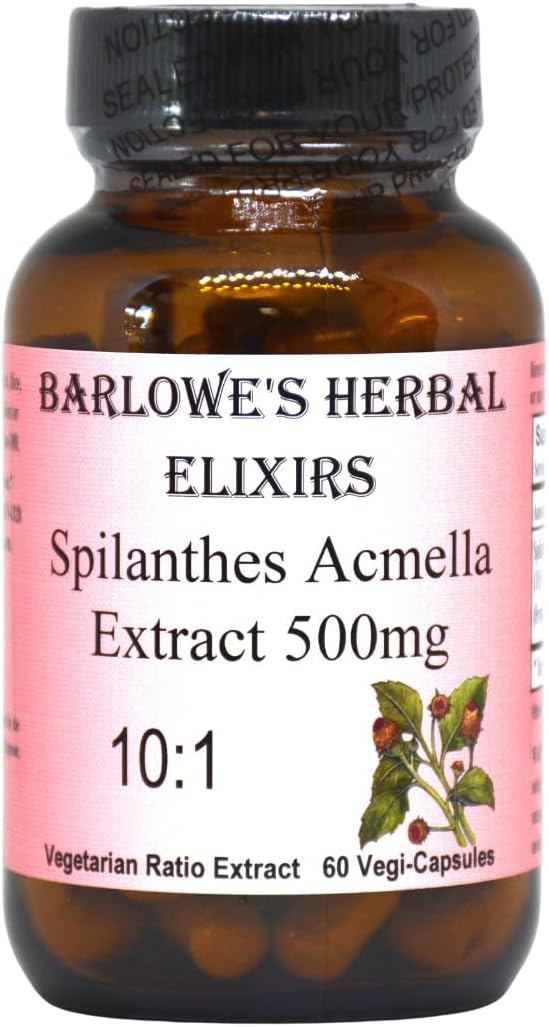 Barlowe's Herbal Elixirs Spilanthes Acmella Extract Capsules - 500mg | Natural Wellness & Balance Supplement | 60 Vegan Capsules