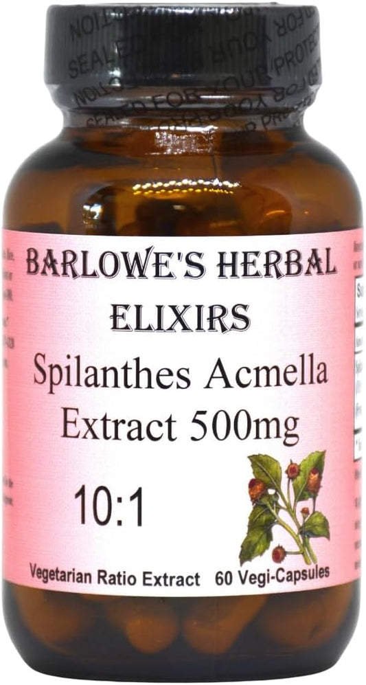 Barlowe's Herbal Elixirs Spilanthes Acmella Extract Capsules - 500mg | Natural Wellness & Balance Supplement | 60 Vegan Capsules