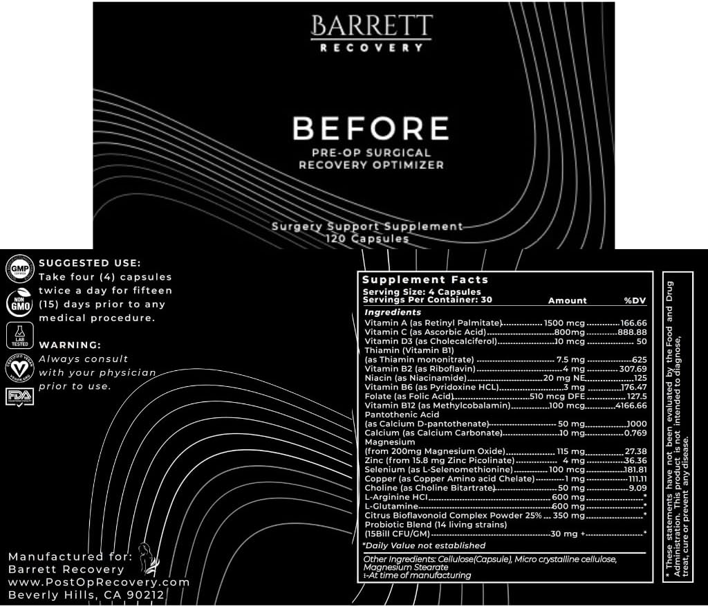 Barrett Recovery Optimal Surgical Support Bundle: Pre and Post Surgery Supplements for Enhanced Healing