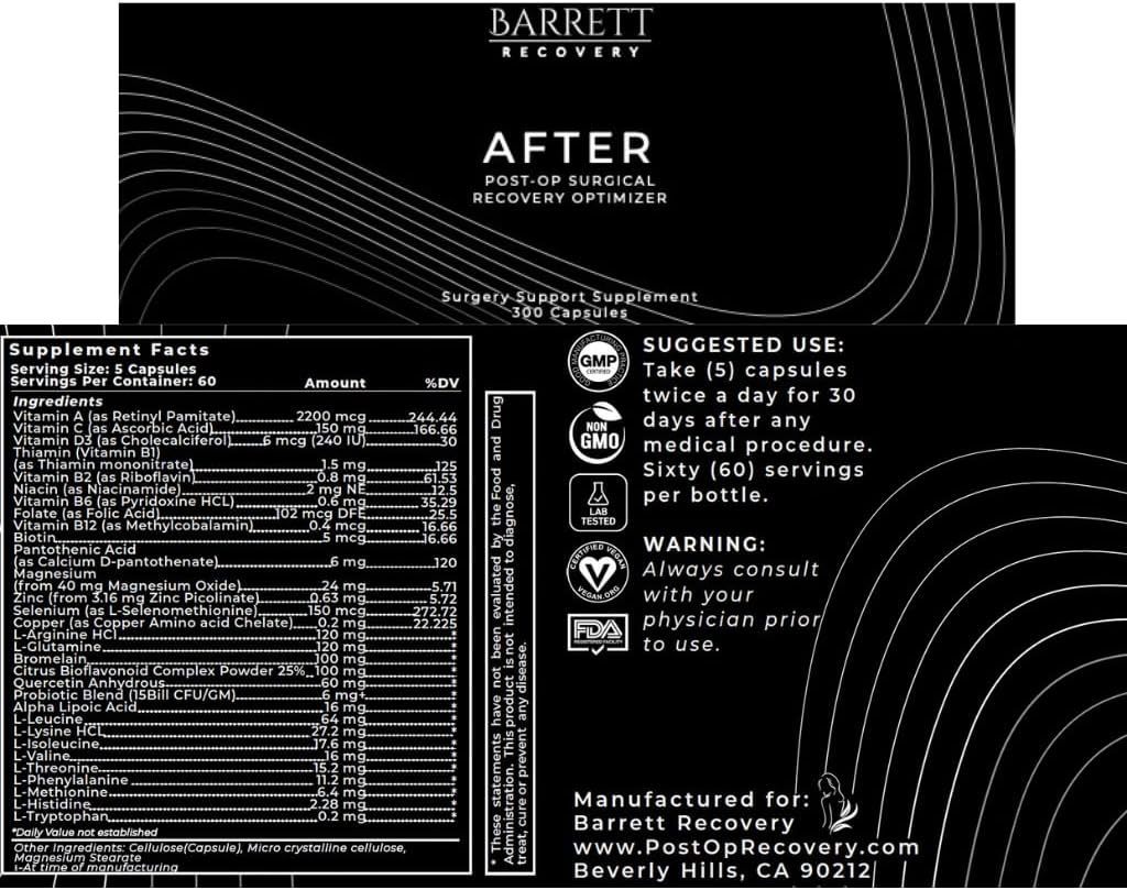 Barrett Recovery Optimal Surgical Support Bundle: Pre and Post Surgery Supplements for Enhanced Healing