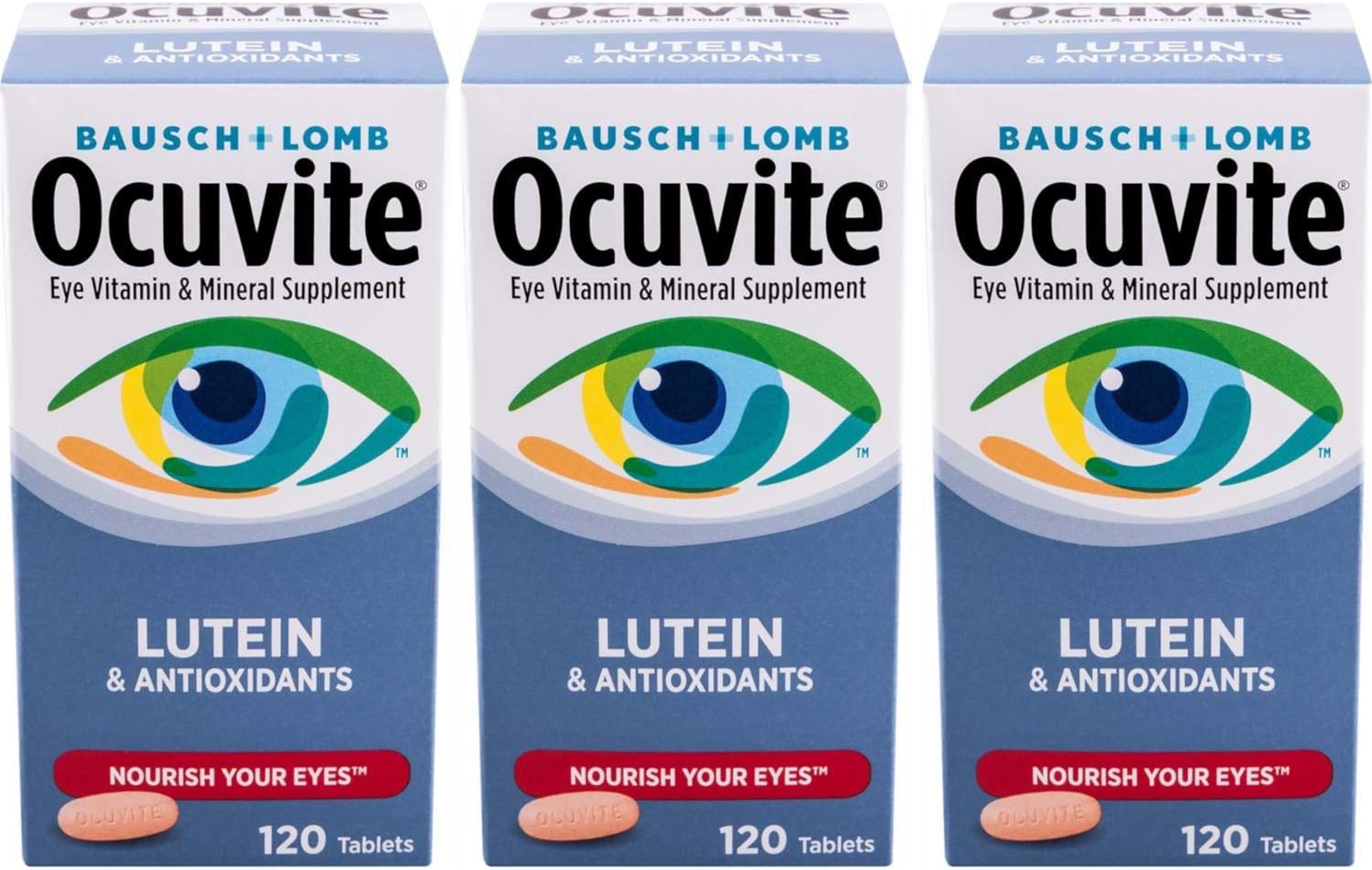 Bausch and Lomb Ocuvite Eye Nutrition 120 Tablets, Pack of 3