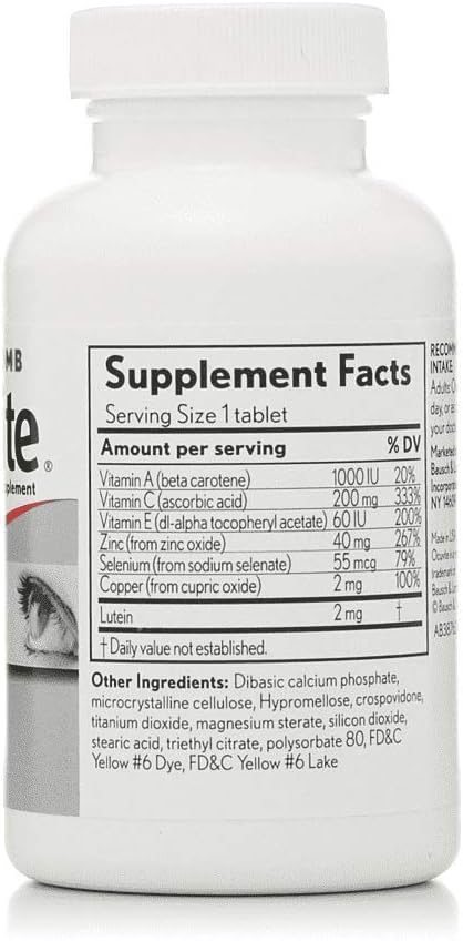 Bausch + Lomb Ocuvite Vitamin and Mineral Supplement with Lutein Tablets, 240-Count - Eye Health Support