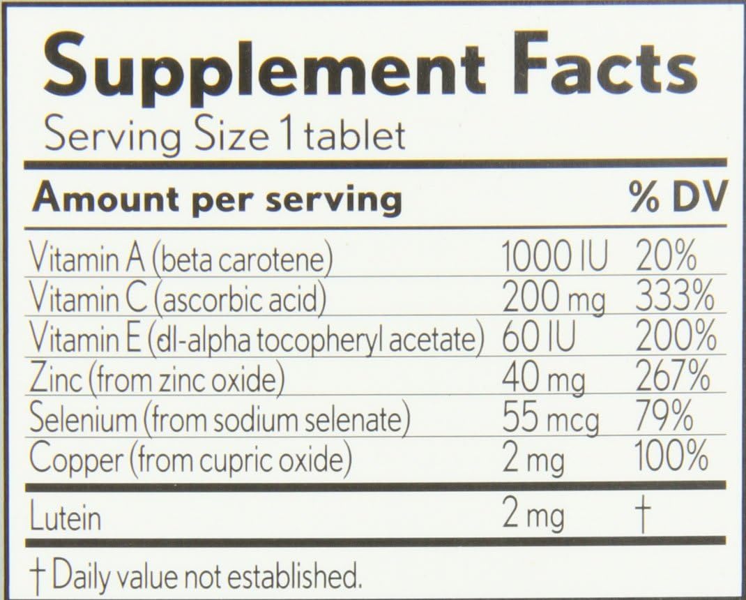 Bausch + Lomb Ocuvite Vitamin and Mineral Supplement with Lutein Tablets, 240-Count - Eye Health Support