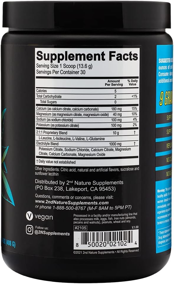 BCAA Lemonade Supplements - 30 Servings, 14.4 Oz - 9G BCAAs - Muscle Growth, Recovery, & Endurance - Electrolyte Replenishment - No Added Sugars/Colors